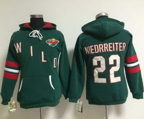 Minnesota Wild 22 Nino Niederreiter Green Women Old Time Heidi NHL Hoodie