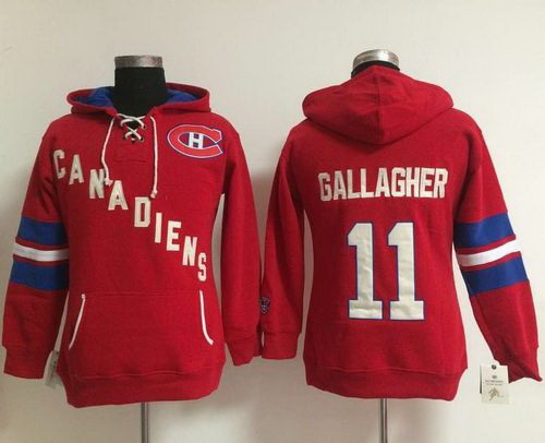 Montreal Canadiens 11 Brendan Gallagher Red Women Old Time Heidi NHL Hoodie