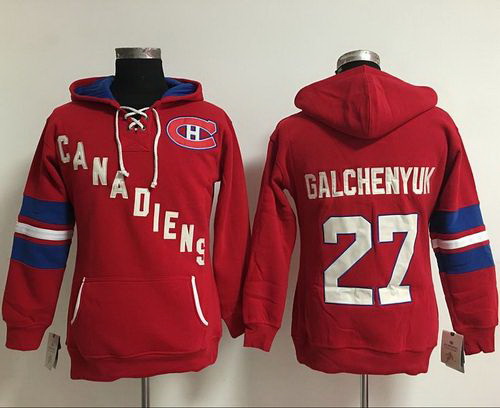 Montreal Canadiens 27 Alex Galchenyuk Red Women Old Time Heidi NHL Hoodie