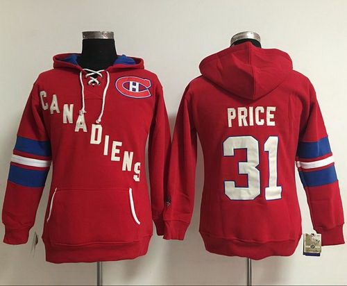 Montreal Canadiens 31 Carey Price Red Women Old Time Heidi NHL Hoodie