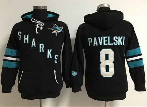 San Jose Sharks 8 Joe Pavelski Black Women Old Time Heidi Hoodie NHL Hoodie