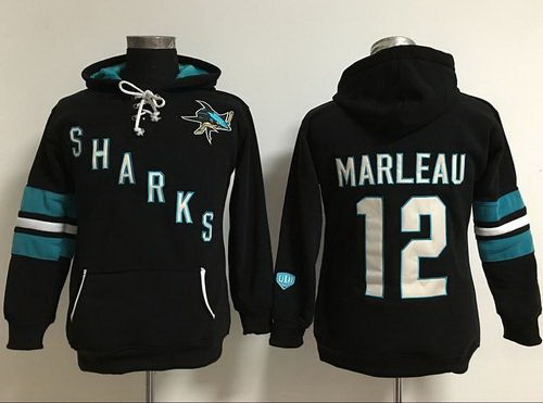 San Jose Sharks 12 Patrick Marleaui Black Women Old Time Heidi Hoodie NHL Hoodie