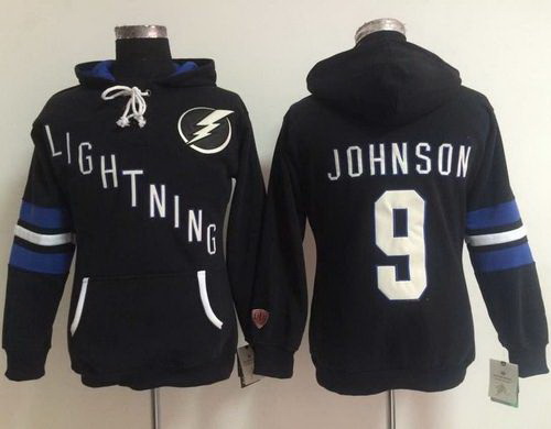 Tampa Bay Lightning 9 Tyler Johnson Black Women Old Time Heidi NHL Hoodie