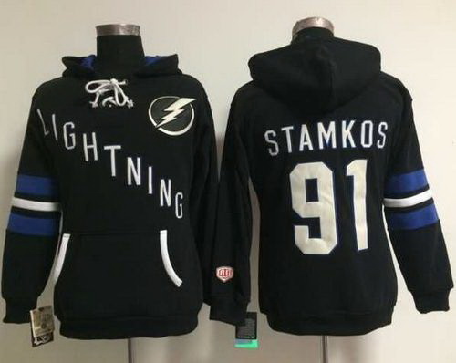 Tampa Bay Lightning 91 Steven Stamkos Black Women Old Time Heidi NHL Hoodie