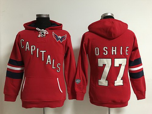 Washington Capitals 77 T J Oshie Red Women Old Time Heidi Hoodie NHL Hoodie