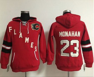 Women Calgary Flames 23 Sean Monahan Red Old Time Heidi NHL Hoodie