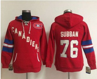 Women Montreal Canadiens 76 P K Subban Red Old Time Heidi NHL Hoodie