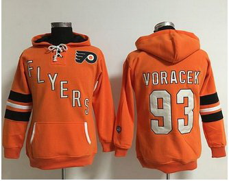 Women Philadelphia Flyers 93 Jakub Voracek Orange Old Time Heidi NHL Hoodie