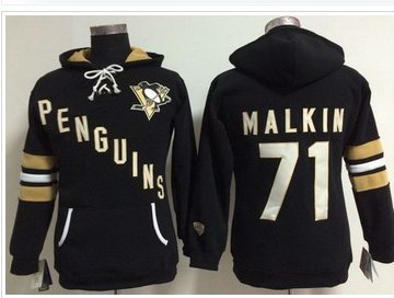 Women Pittsburgh Penguins 71 Evgeni Malkin Black Old Time Heidi NHL Hoodie