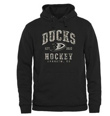 Men Anaheim Ducks Black Camo Stack Pullover Hoodie