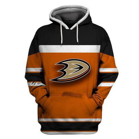 Men Anaheim Ducks Orange All Stitched Hooded Sweatshirt