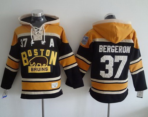 Men Boston Bruins 37 Patrice Bergeron Black 2016 Winter Classic Hoodie Stitched NHL Jersey