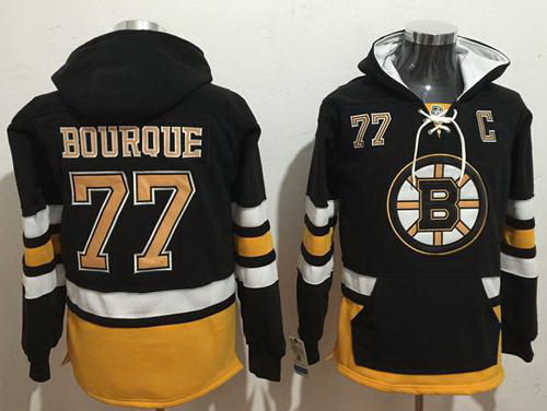 Men Boston Bruins 77 Ray Bourque Black Name  26 Number Pullover NHL Hoodie