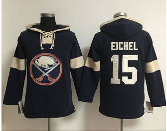 Men Buffalo Sabres 15 Jack Eichel Navy Blue Pullover NHL Hoodie