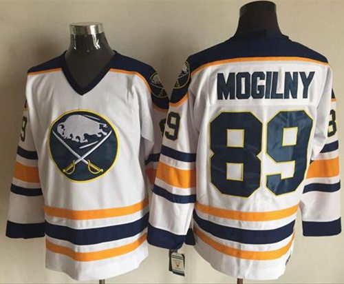 Men Buffalo Sabres 89 Alexander Mogilny White CCM Throwback Stitched NHL