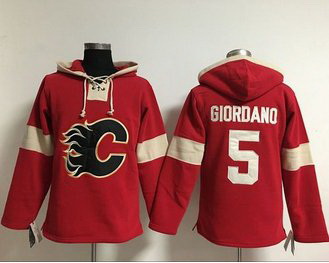 Men Calgary Flames 5 Mark Giordano Red Pullover NHL Hoodie