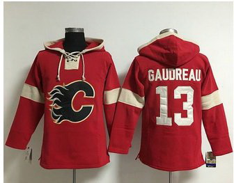 Men Calgary Flames 13 Johnny Gaudreau Red Pullover NHL Hoodie