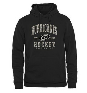 Men Carolina Hurricanes Camo Stack Pullover Hoodie Black