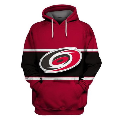 Men Carolina Hurricanes Red All Stitched Hooded Sweatshirt