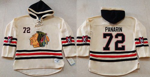 Men Chicago Blackhawks 72 Artemi Panarin Cream Heavyweight Pullover Hoodie Stitched NHL Jersey