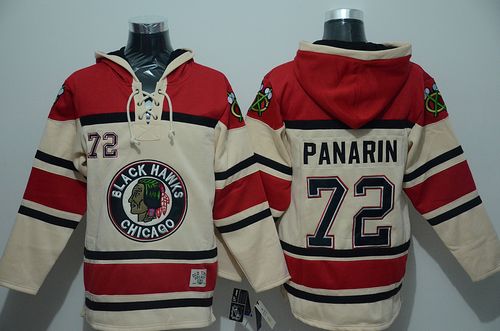 Men Chicago Blackhawks 72 Artemi Panarin Cream Sawyer Hooded Sweatshirt Stitched NHL Jersey