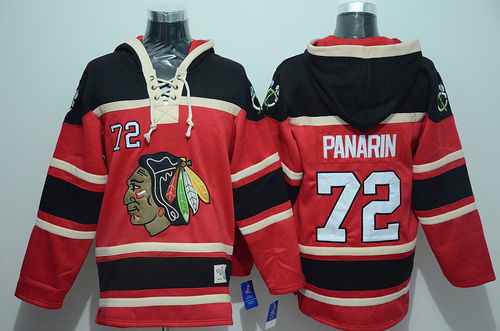 Men Chicago Blackhawks 72 Artemi Panarin Red Sawyer Hooded Sweatshirt Stitched NHL Jersey