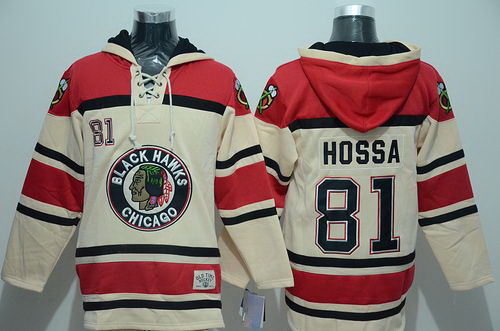 Men Chicago Blackhawks 81 Marian Hossa Gream Sawyer Hooded Sweatshirt Stitched NHL Jersey