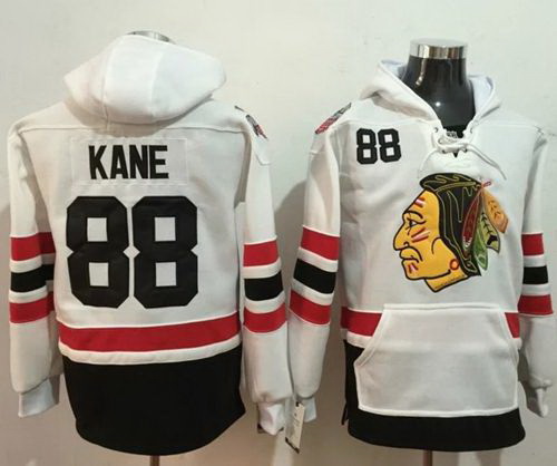 Men Chicago Blackhawks 88 Patrick Kane White Name  26 Number Pullover NHL Hoodie