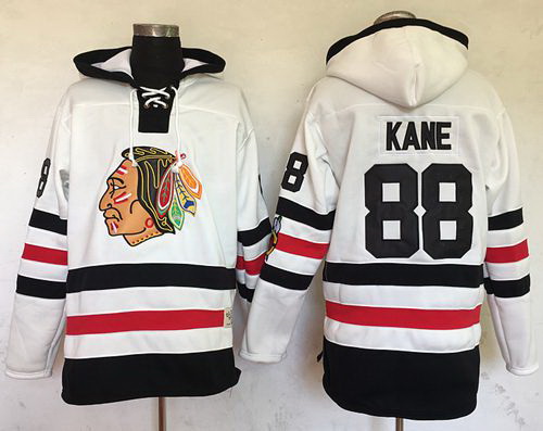 Men Chicago Blackhawks 88 Patrick Kane White Sawyer Hooded Sweatshirt 2017 Winter Classic Stitched N