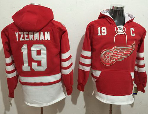 Men Detroit Red Wings 19 Steve Yzerman Red Name  26 Number Pullover NHL Hoodie