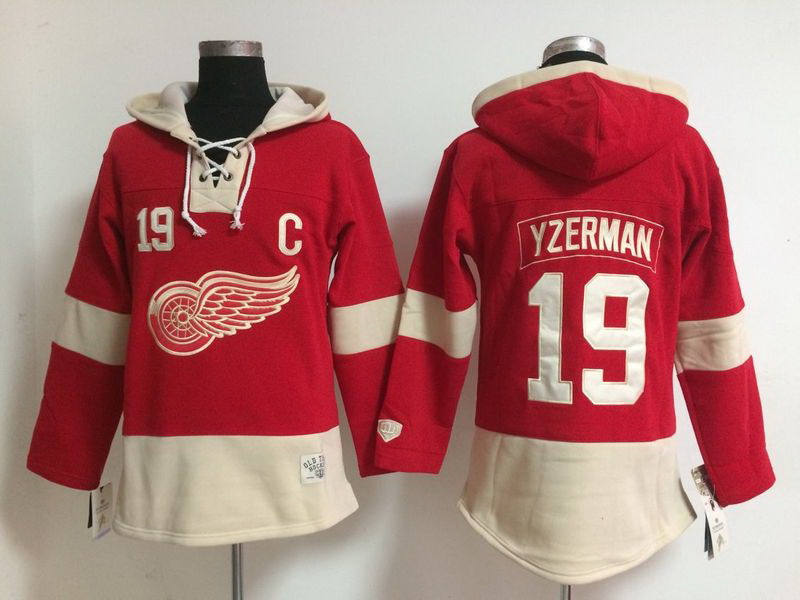 Men Detroit Red Wings 19 Yzerman  Red Stitched  NHL Hoodie