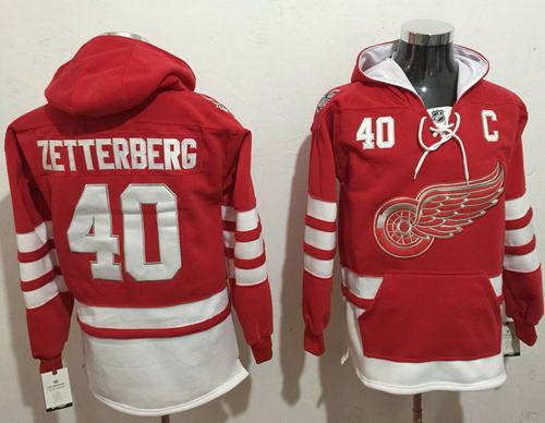 Men Detroit Red Wings 40 Henrik Zetterberg Red Name  26 Number Pullover NHL Hoodie