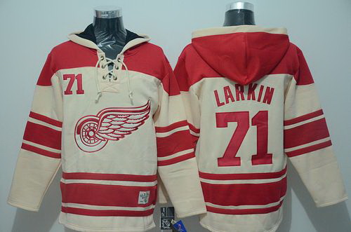 Men Detroit Red Wings 71 Dylan Larkin Cream Sawyer Hooded Sweats