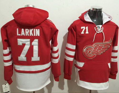 Men Detroit Red Wings 71 Dylan Larkin Red Name  26 Number Pullover NHL Hoodie