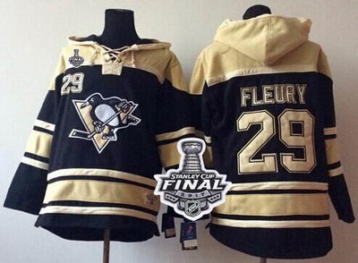 Men Pittsburgh Penguins 29 Andre Fleury Black Sawyer Hooded Swea