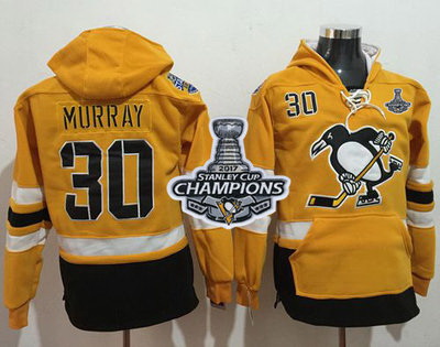 Men Pittsburgh Penguins 30 Matt Murray Gold Sawyer Hooded Sweatshirt 2017 Stadium Series Stanley Cup