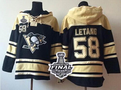 Men Pittsburgh Penguins 58 Kris Letang Black Sawyer Hooded Sweat