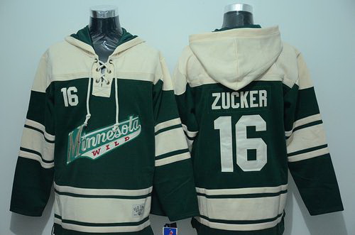 Men Minnesota Wild 16 Jason Zucker Green Sawyer Hooded Sweatshirt Stitched NHL Jersey