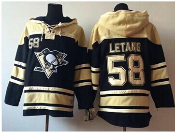 Men Pittsburgh Penguins 58 Kris Letang Black Sawyer Hooded Sweat