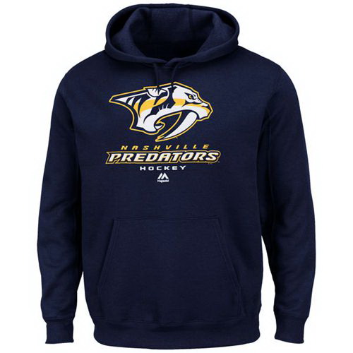 Men Nashville Predators Majestic Critical Victory VIII Fleece Hoodie Navy Blue