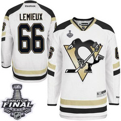 Men Pittsburgh Penguins 66 Mario Lemieux White 2014 Stadium Series 2017 Stanley Cup Final Patch Stit