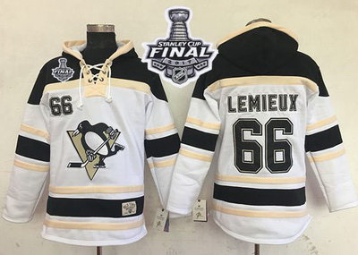 Men Pittsburgh Penguins 66 Mario Lemieux White Sawyer Hooded Swe