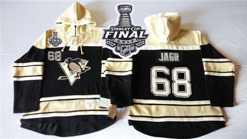 Men Pittsburgh Penguins 68 Jaromir Jagr Black Sawyer Hooded Swea