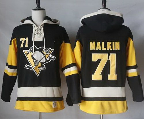 Men Pittsburgh Penguins 71 Evgeni Malkin Black Alternate Sawyer Hooded Sweatshirt Stitched NHL Jerse