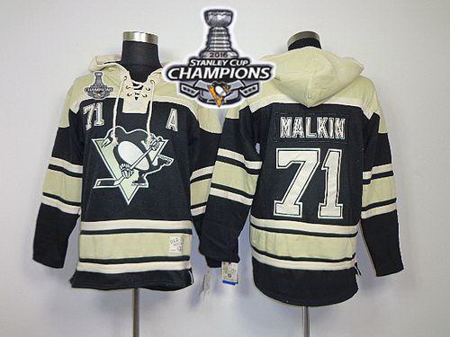 Men Pittsburgh Penguins 71 Evgeni Malkin Black Sawyer Hooded Sweatshirt 2016 Stanley Cup Champions S