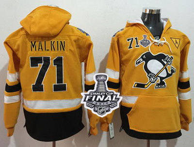 Men Pittsburgh Penguins 71 Evgeni Malkin Gold Sawyer Hooded Sweatshirt 2017 Stadium Series Stanley C