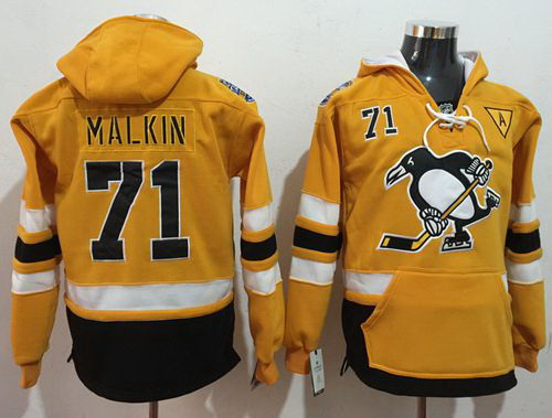 Men Pittsburgh Penguins 71 Evgeni Malkin Gold Sawyer Hooded Sweatshirt 2017 Stadium Series Stitched 