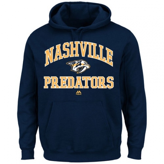 NHL Mens Nashville Predators Majestic Heart Soul Hoodie Navy Blu