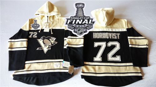 Men Pittsburgh Penguins 72 Patric Hornqvist Black Sawyer Hooded Sweatshirt 2017 Stanley Cup Final Pa