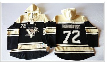 Men Pittsburgh Penguins 72 Patric Hornqvist Black Sawyer Hooded Sweatshirt Stitched NHL Jersey